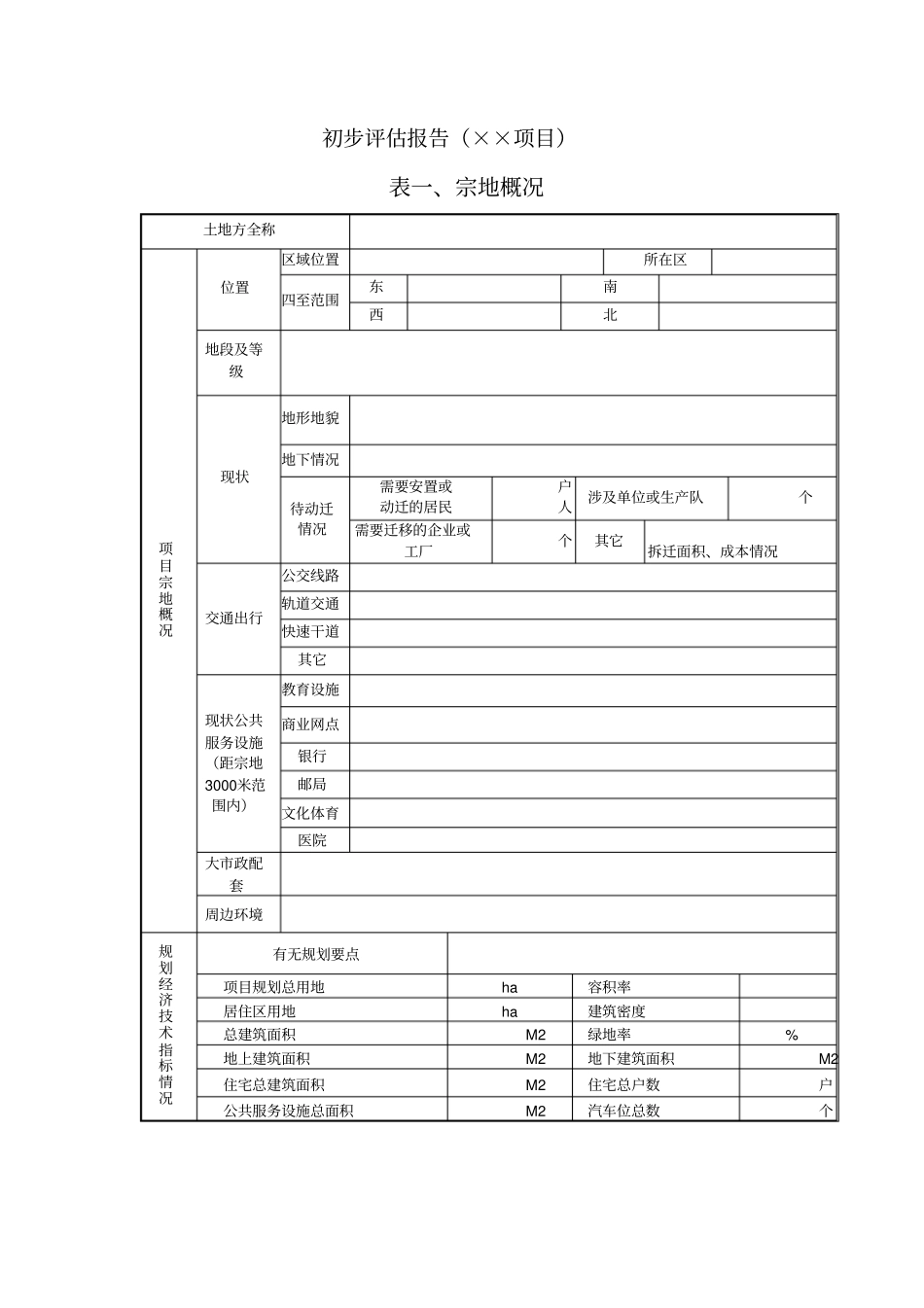 项目初步评价报告模版_第1页