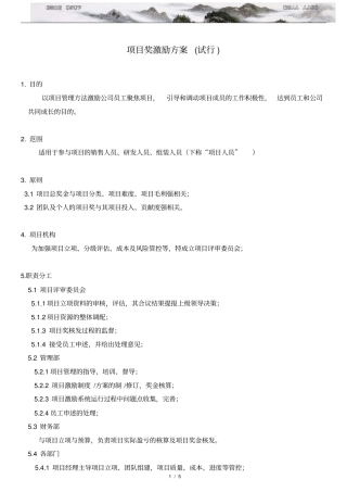 项目奖激励方案试行