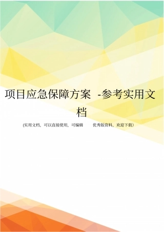 项目应急保障方案-参考实用文档