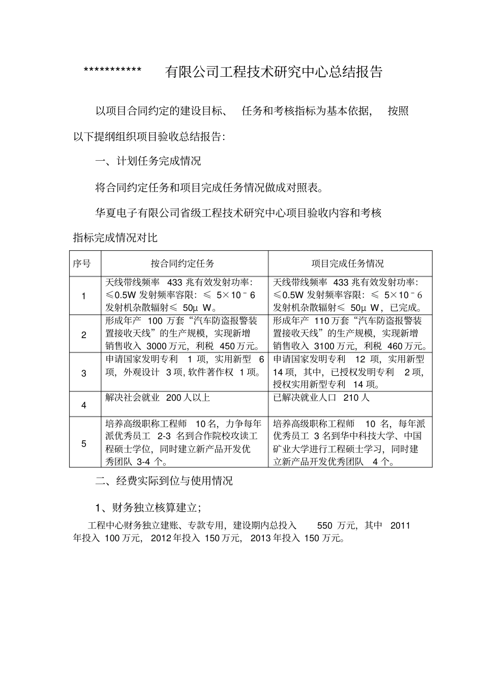 项目总结报告提纲和经费决算表资料_第1页