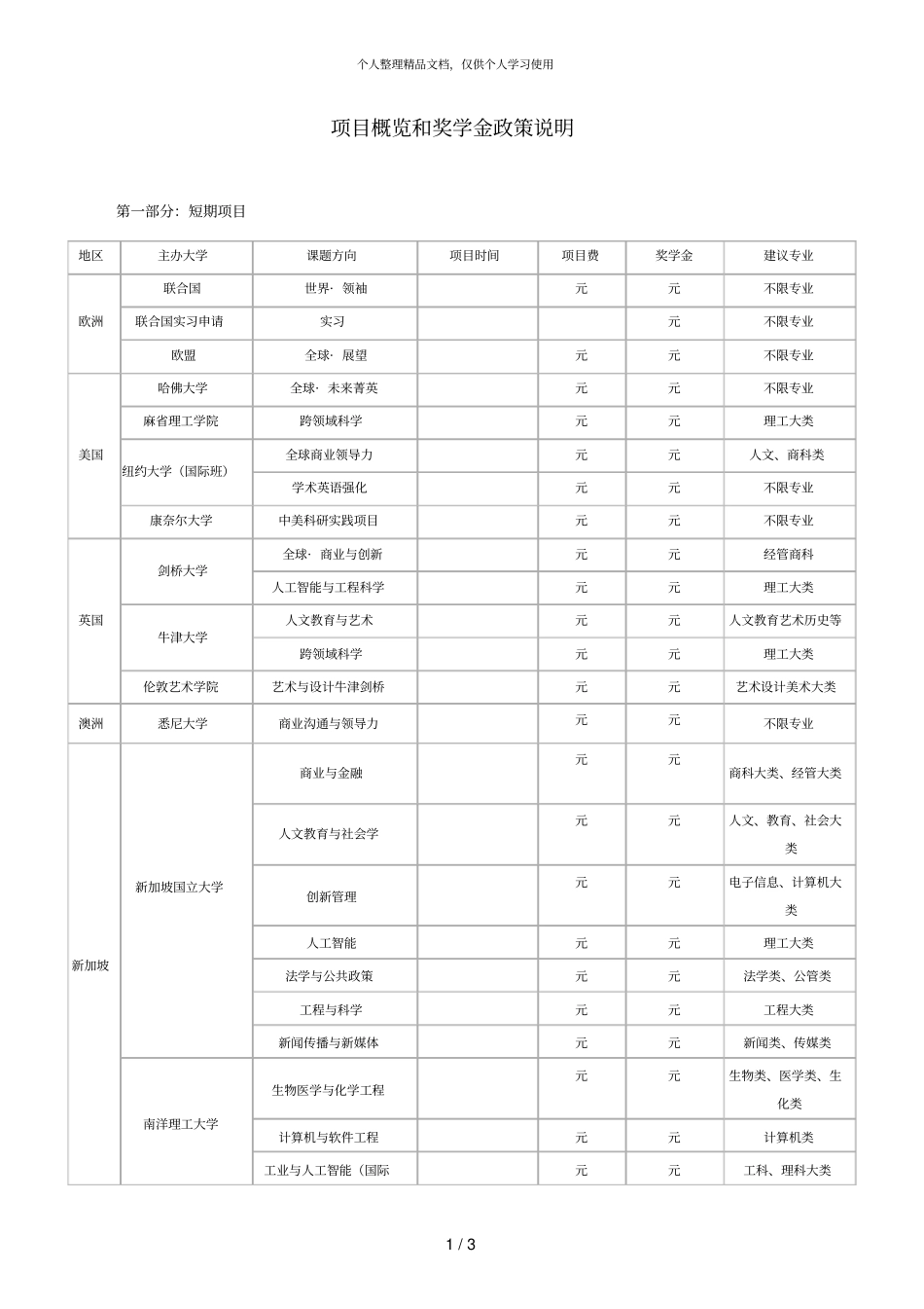 项目概览和奖学金政策说明_第1页