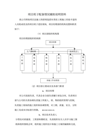 项目管理制度班子配备情况