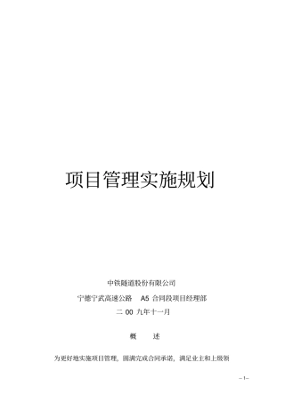 项目管理实施规划范本