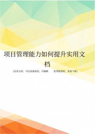 项目管理能力如何提升实用文档