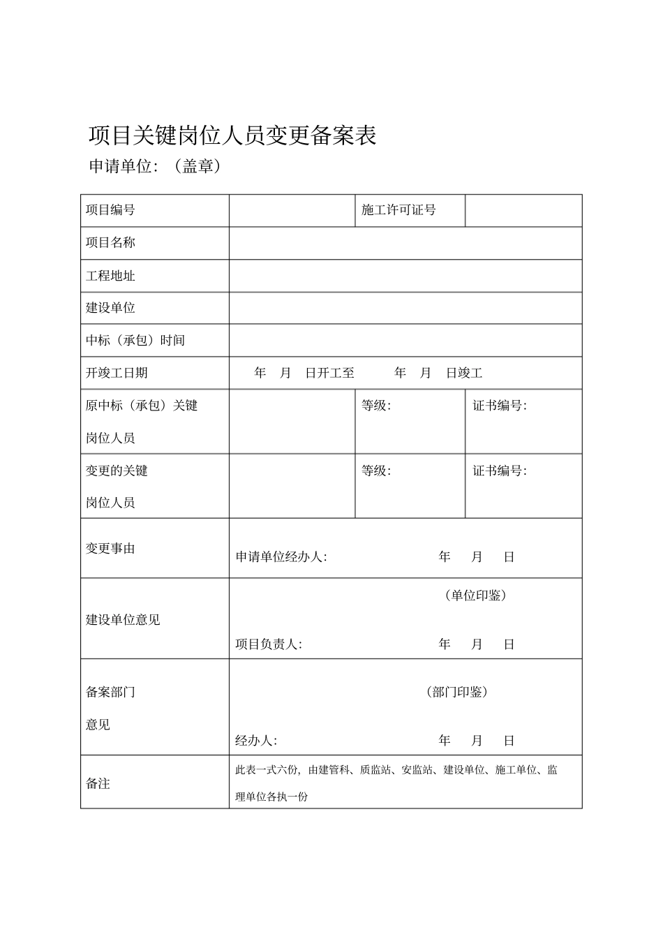 项目经理、关键岗位人员变更备案表_第2页