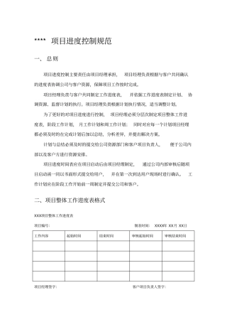 项目进度控制规范