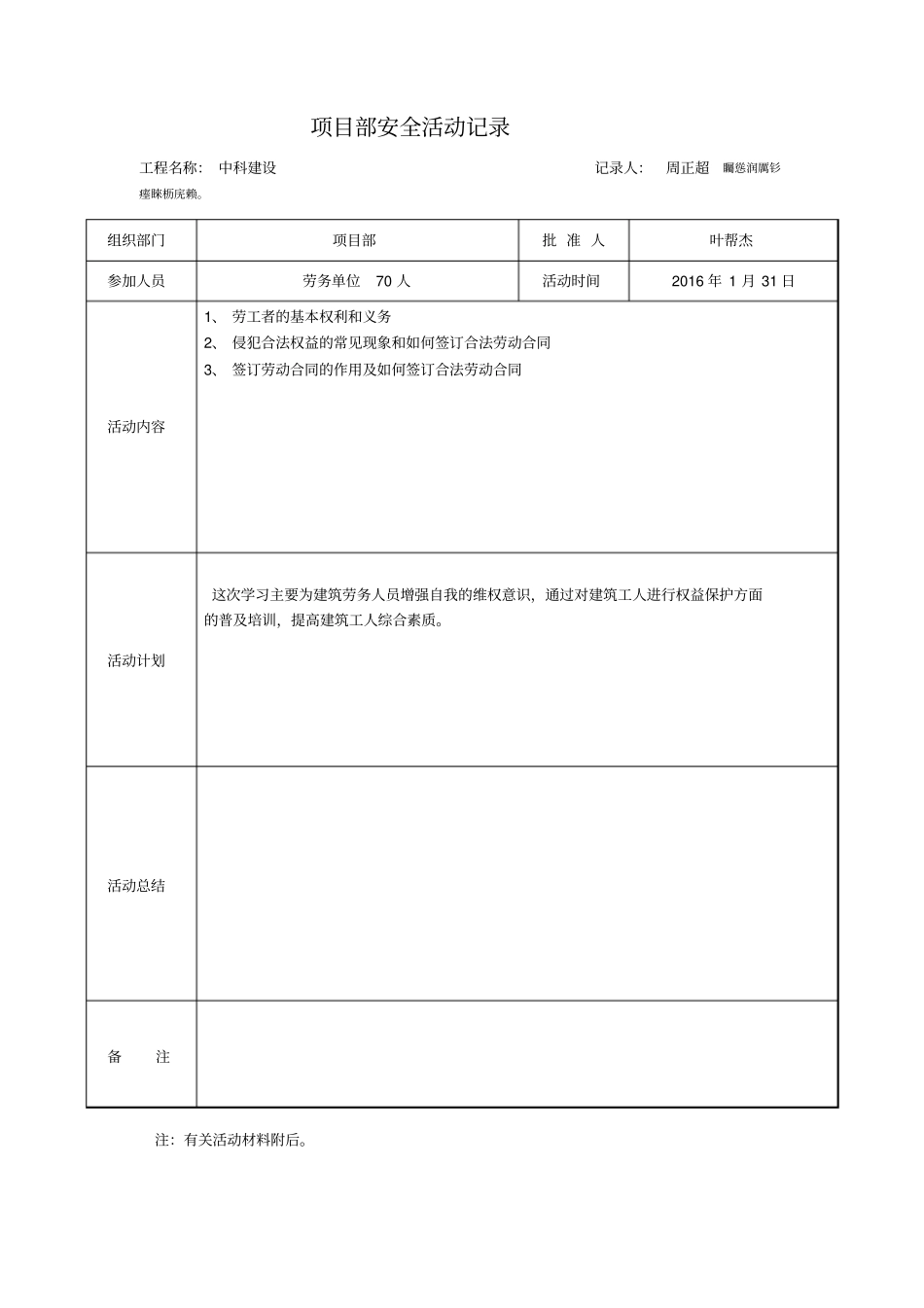 项目部安全活动记录带内容_第3页