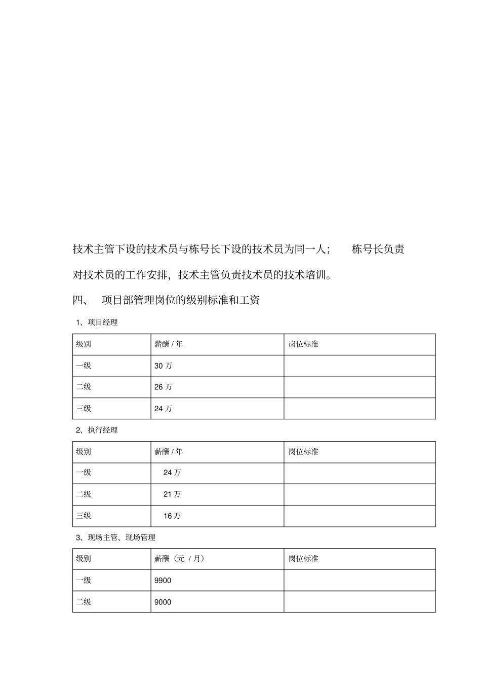 项目部岗位级别工资相关规定第五次_第2页