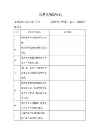 预制梁场验收表