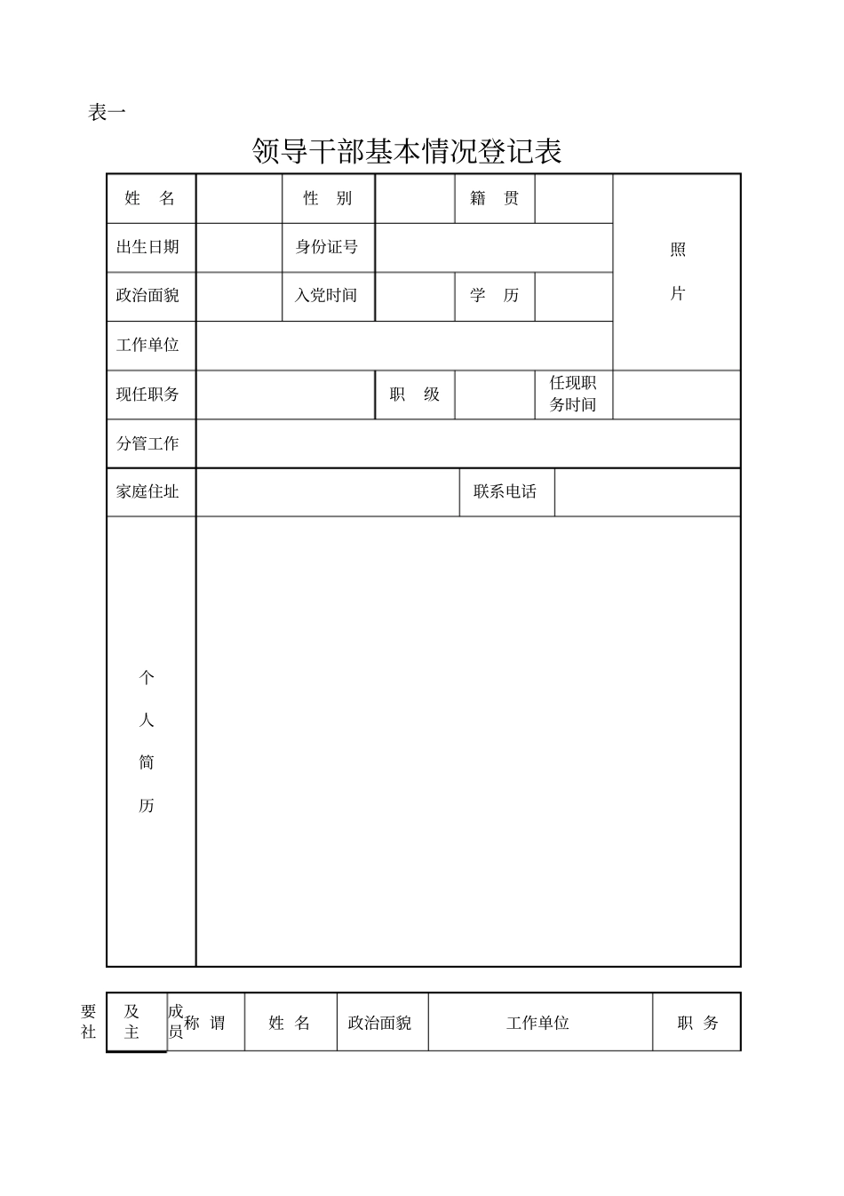 领导干部基本情况登记表_第1页