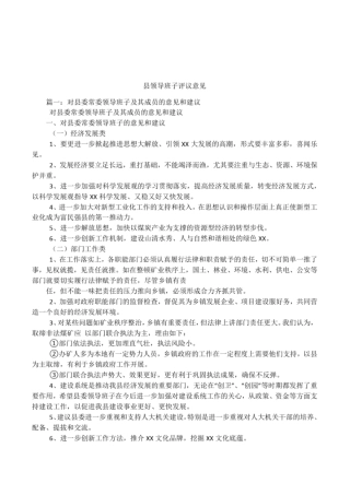 领导班子评议意见