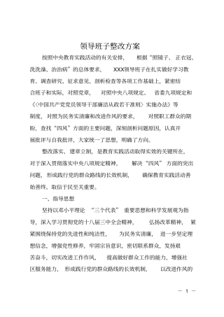 领导班子整改方案