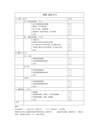 颈椎JOA+腰椎JOA评分-表格-日本骨科协会评价治疗