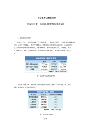 飞常准春运数据总结