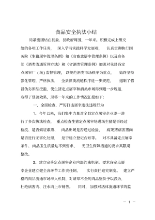 食品安全执法小结