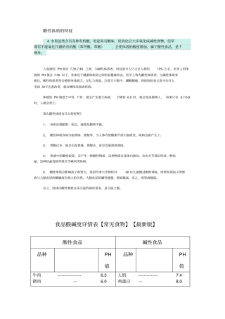 食品酸碱度表最新修正-碱性食物-酸性食物
