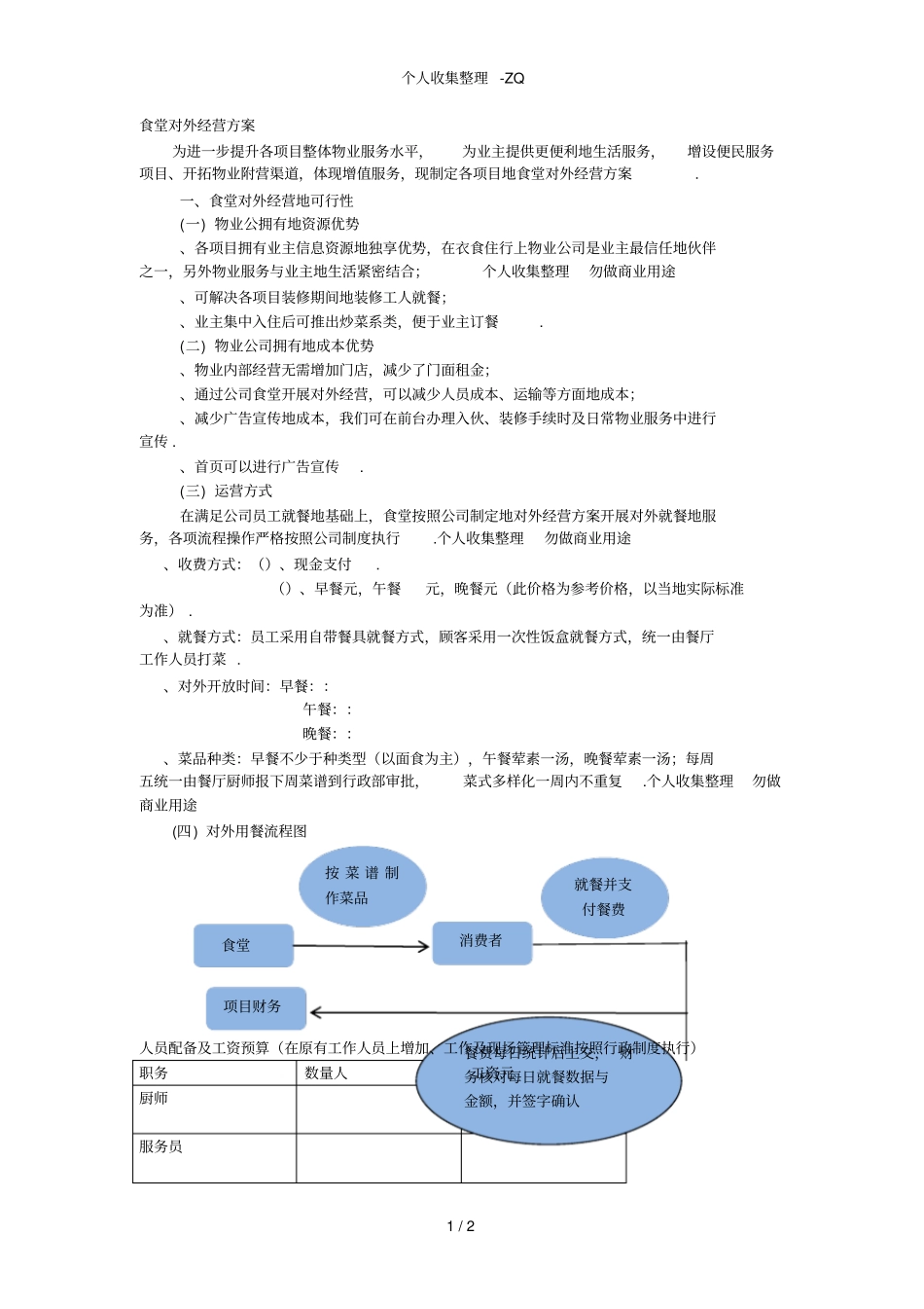 食堂对外经营具体方案_第1页