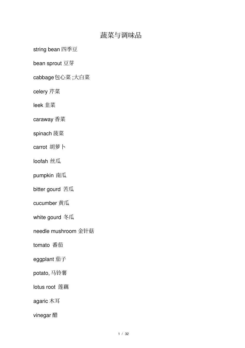 食物英语单词大全_第1页