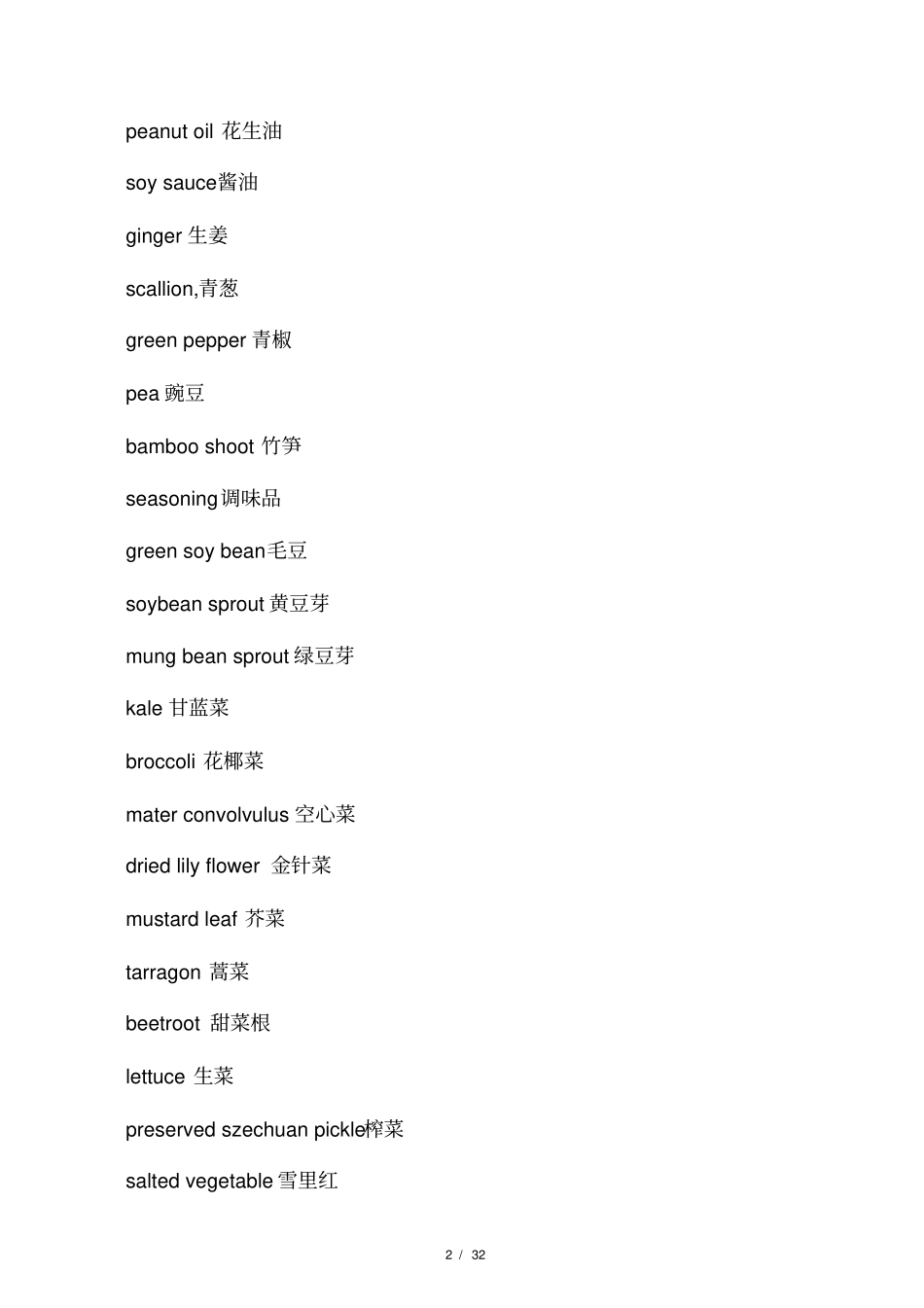 食物英语单词大全_第2页