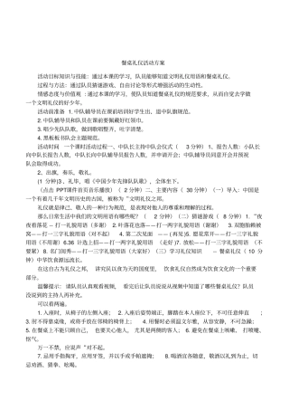 餐桌礼仪活动方案