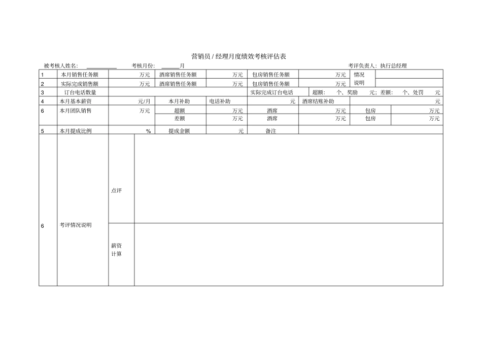 餐饮业营销部提成方案_第1页