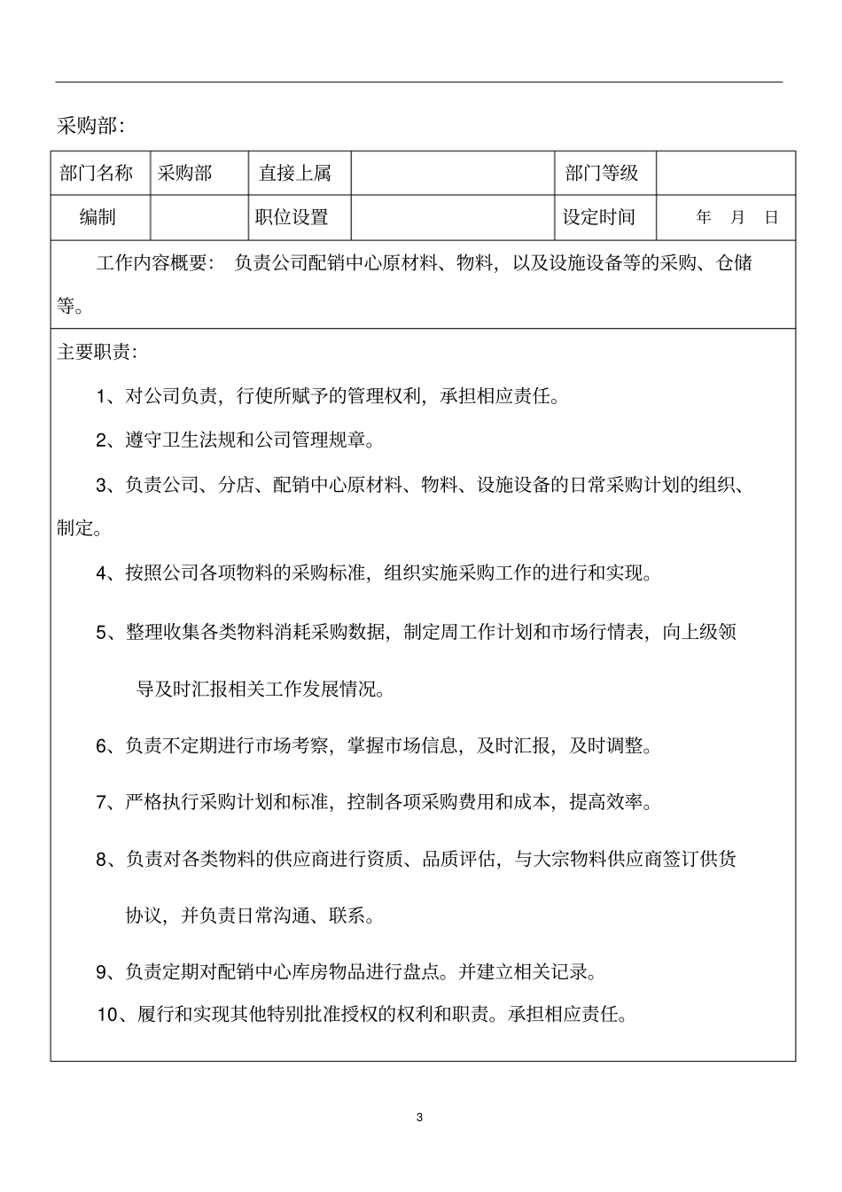 餐饮企业部门职责及岗位说明书-精品_第3页