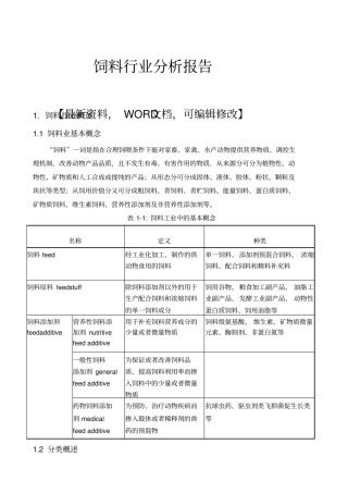 饲料行业分析调研报告