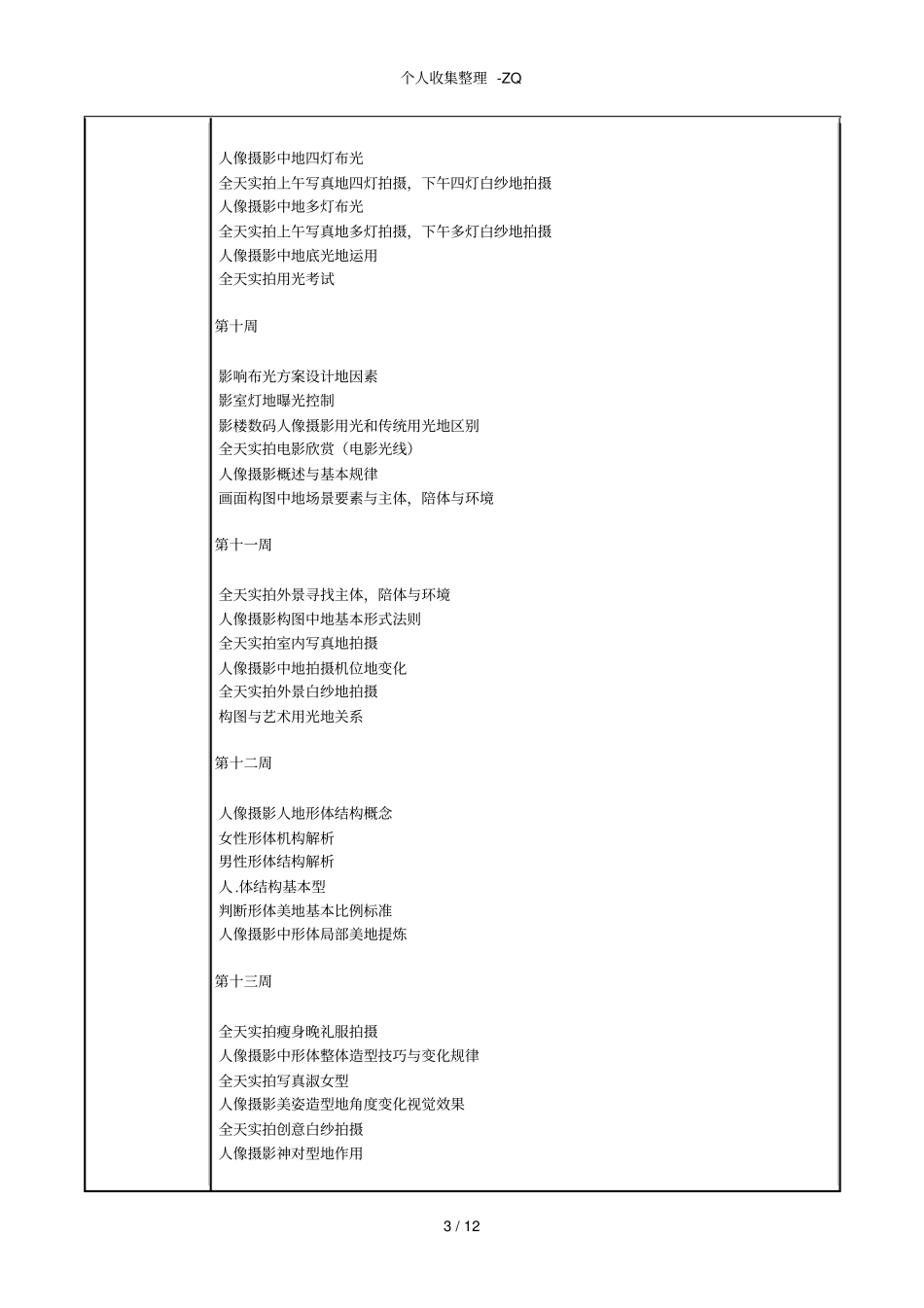 首席人像摄影一年制课程教学大纲_第3页