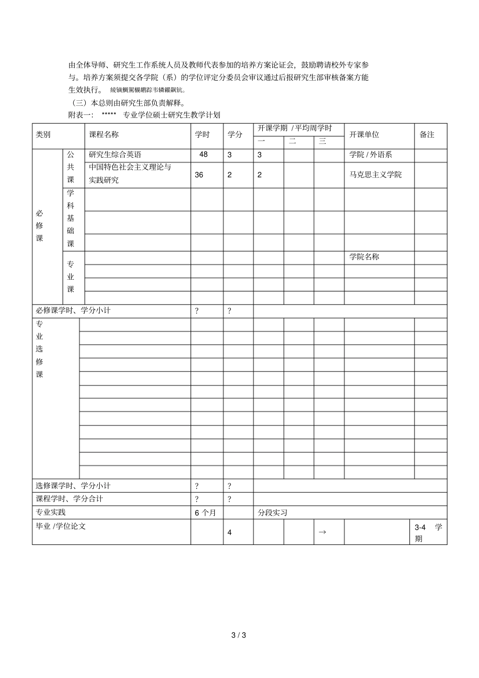 首都经济贸易大学专业学位硕士研究生培养方案总则_第3页