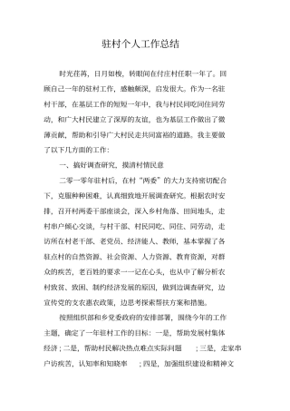 驻村个人工作总结