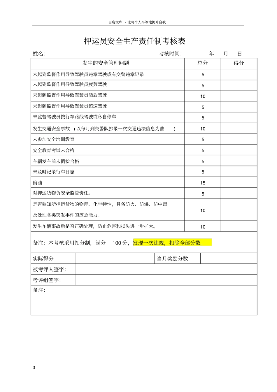 驾驶员、押运员安全生产责任制考核表_第3页