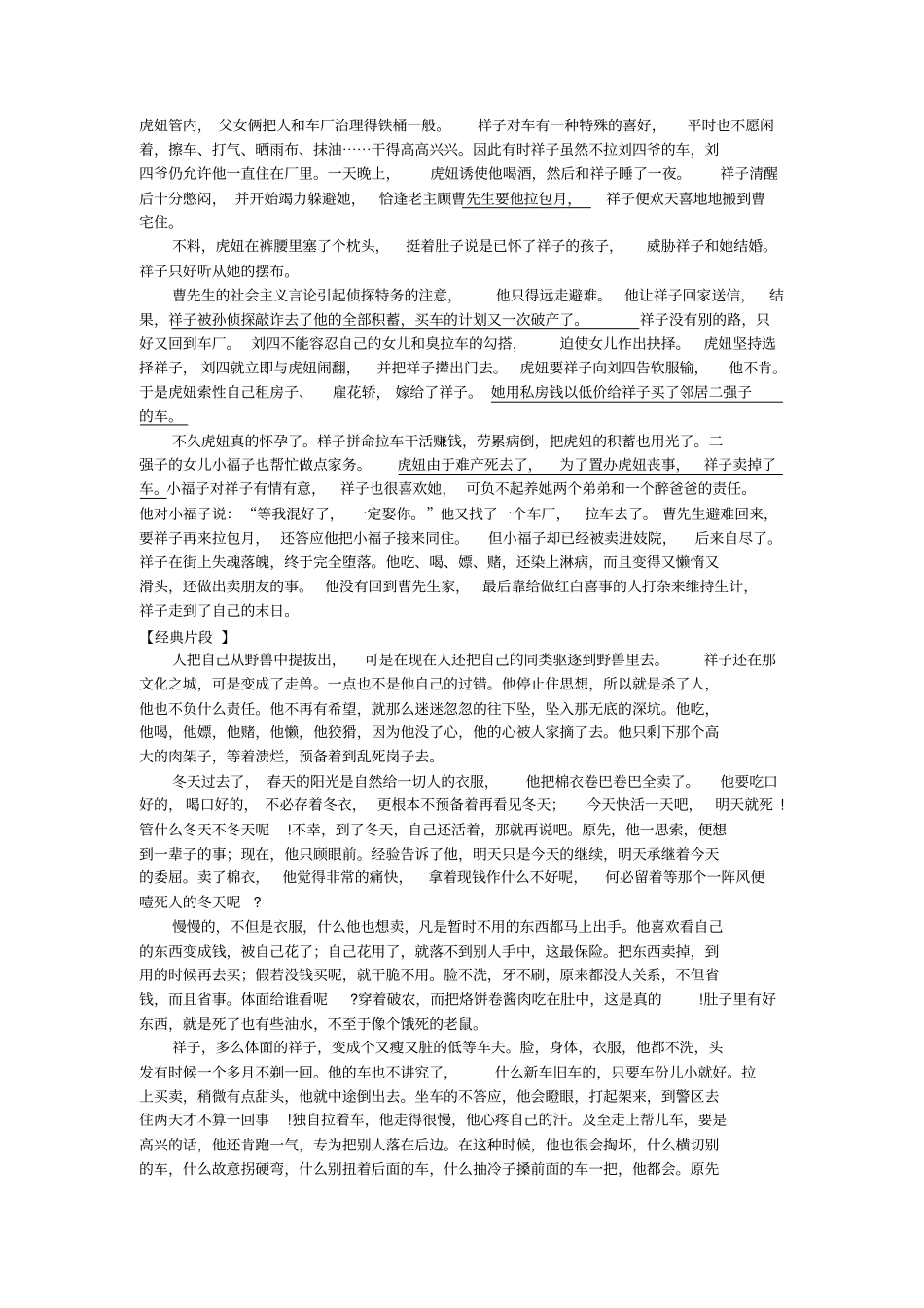 骆驼祥子专项练习_第2页