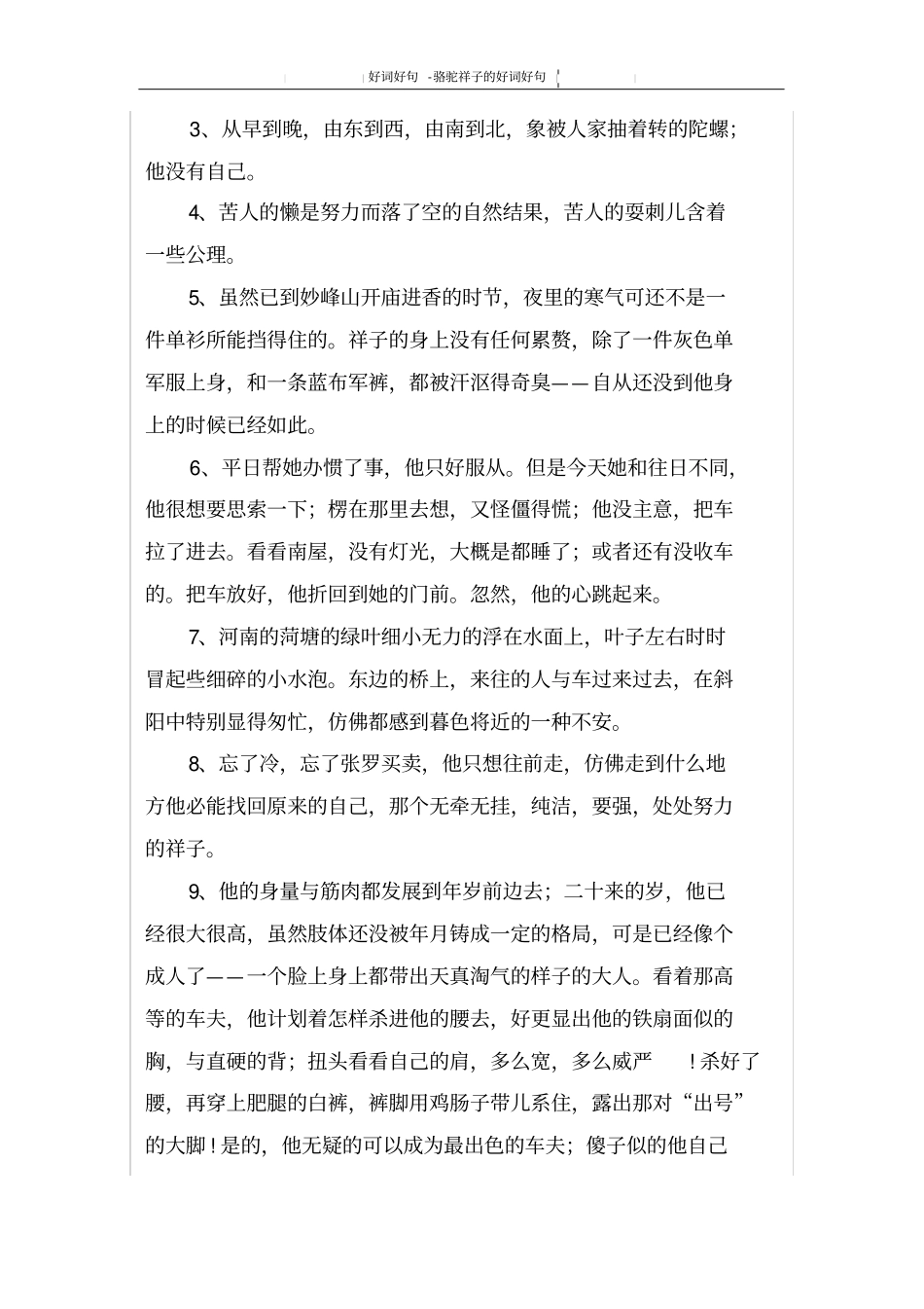 骆驼祥子的好词好句_第2页