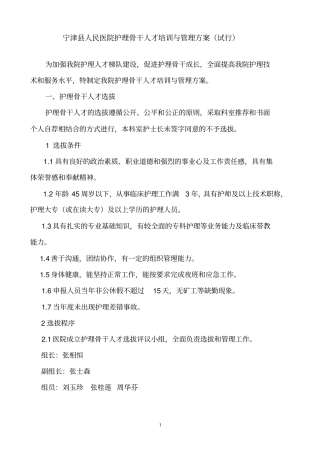 骨干护士选拔方案
