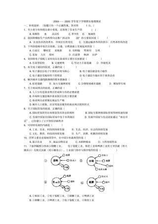 高一下学期期末地理试卷