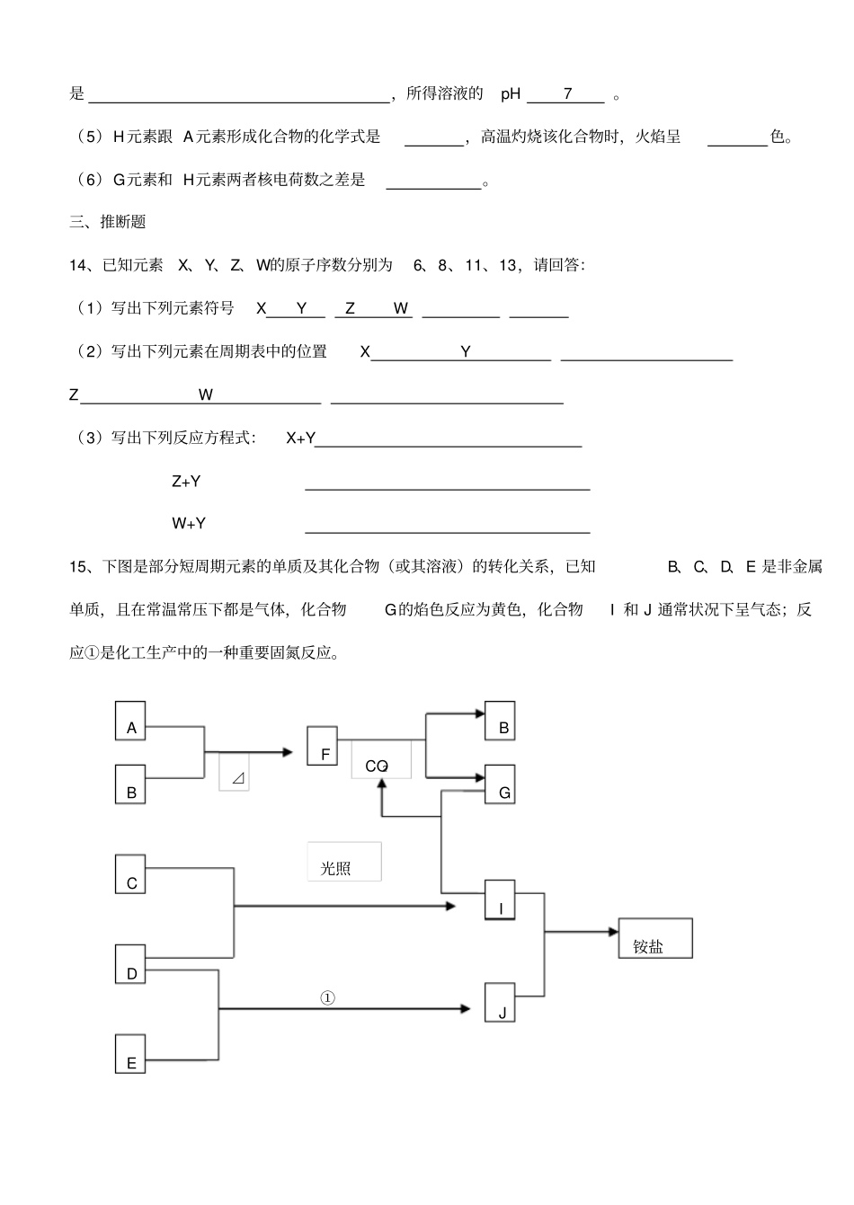 高一化学必修2教材课后习题整理含答案及化学方程式总结含默写版_第3页