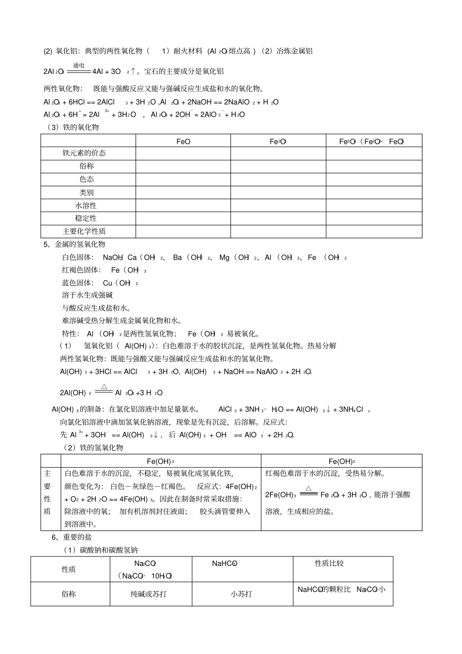 高一化学金属及其化合物复习学案_第2页