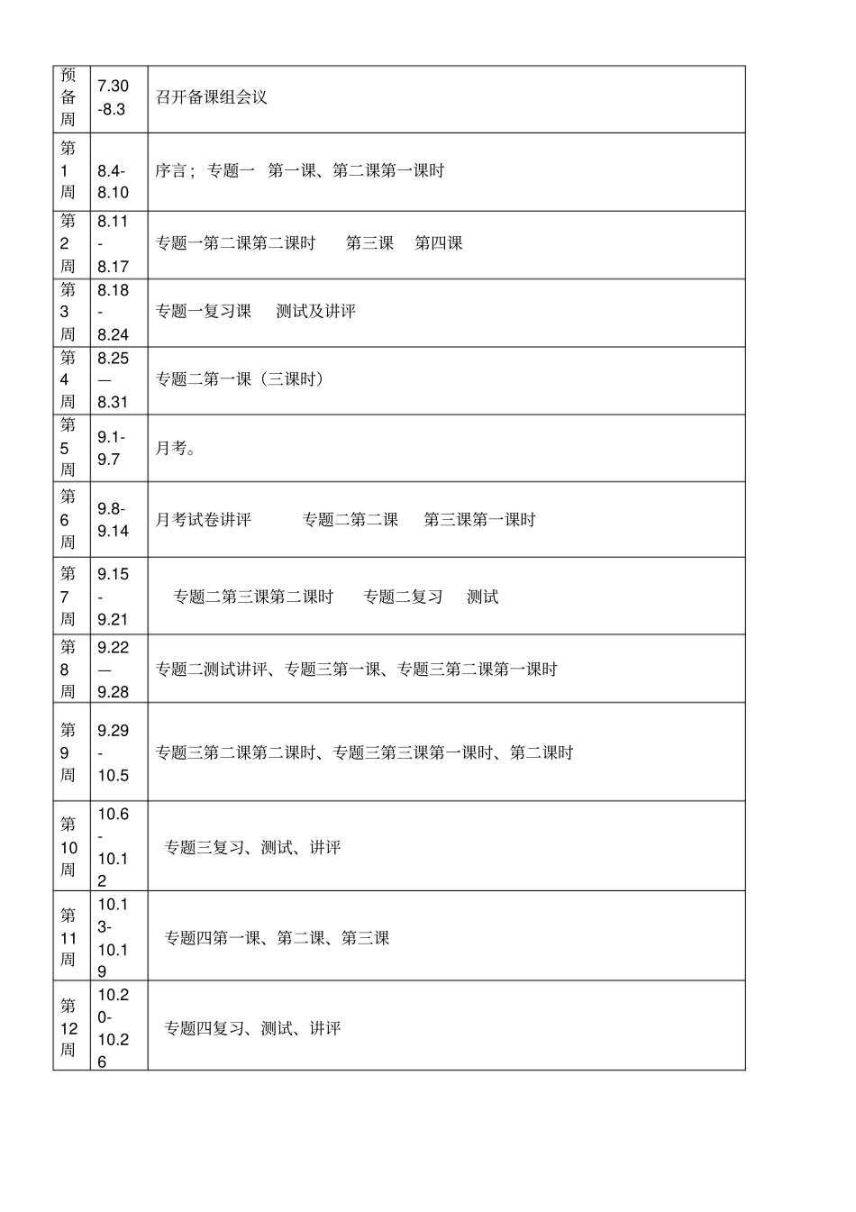 高一历史教学及进度表_第2页