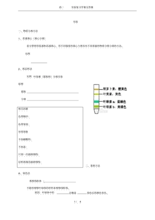 高一试验复习学案无答案