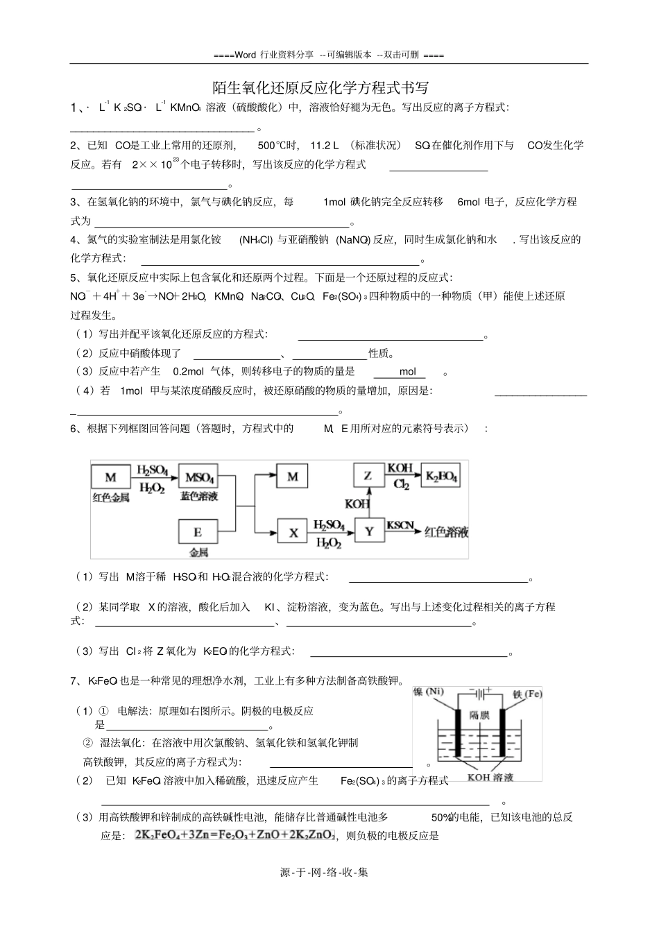 高三化学专题陌生氧化还原反应方程式的书写2016_第1页