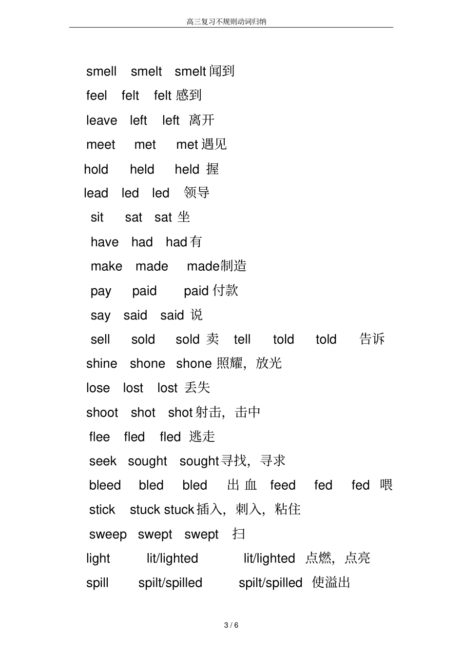 高三复习不规则动词归纳_第3页