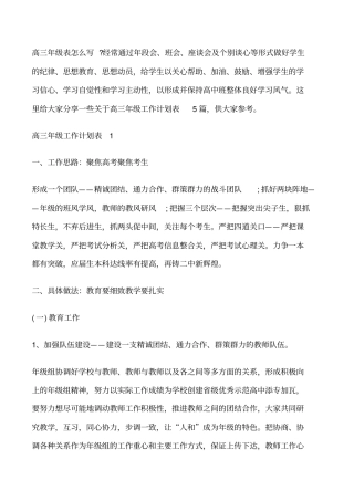 高三年级工作计划表修改版