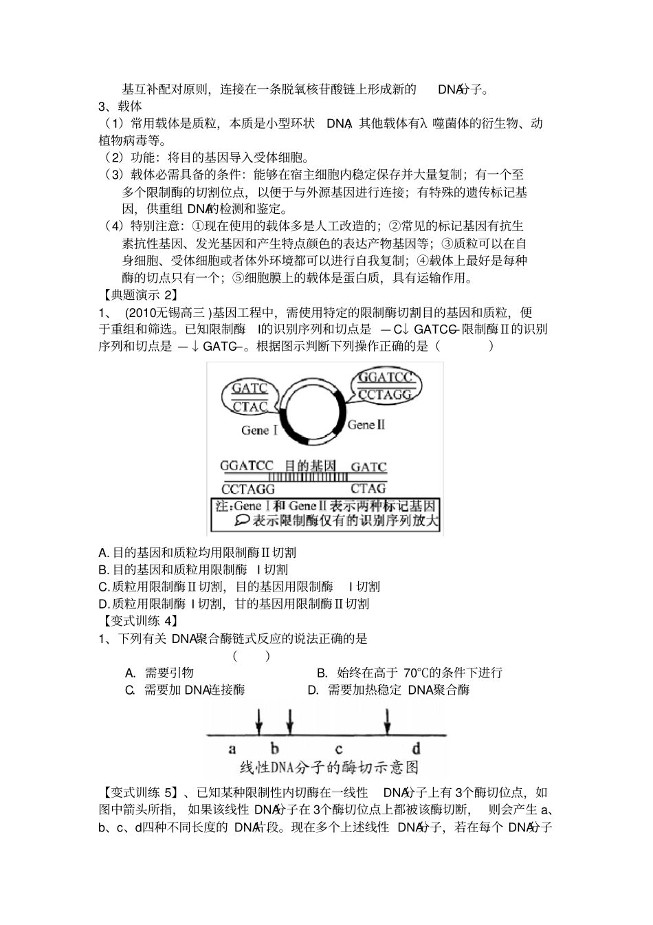 高三生物一轮复习导学案：基因工程_第3页