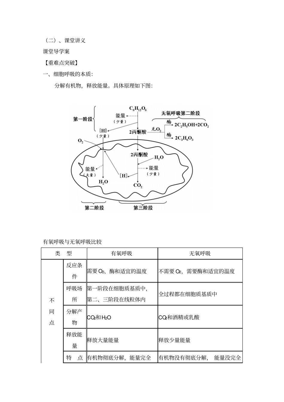高三生物一轮复习导学案：ATP的主要来源----细胞呼吸_第1页
