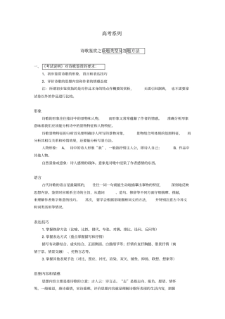 高三语文高考总复习—诗歌鉴赏之设题类型及答题方法人教版