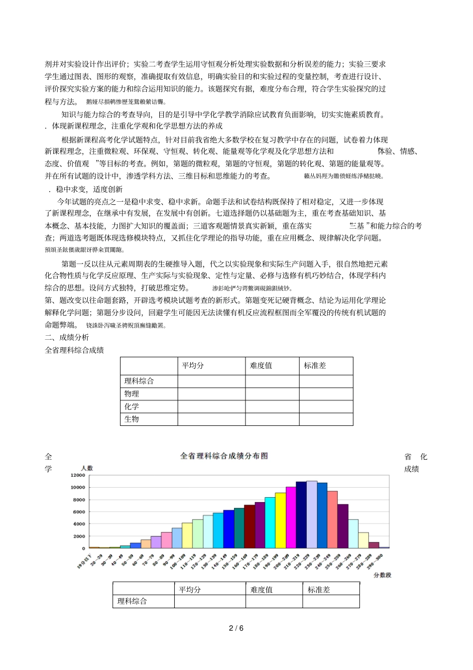高三质检考试南平化学学科质量分析报告_第2页