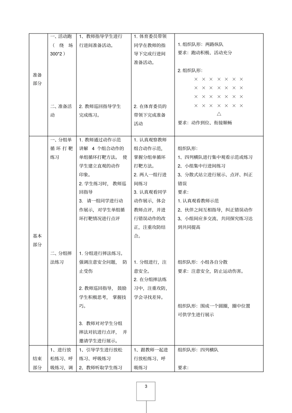 高中体育武术—散手模块教学设计_第3页