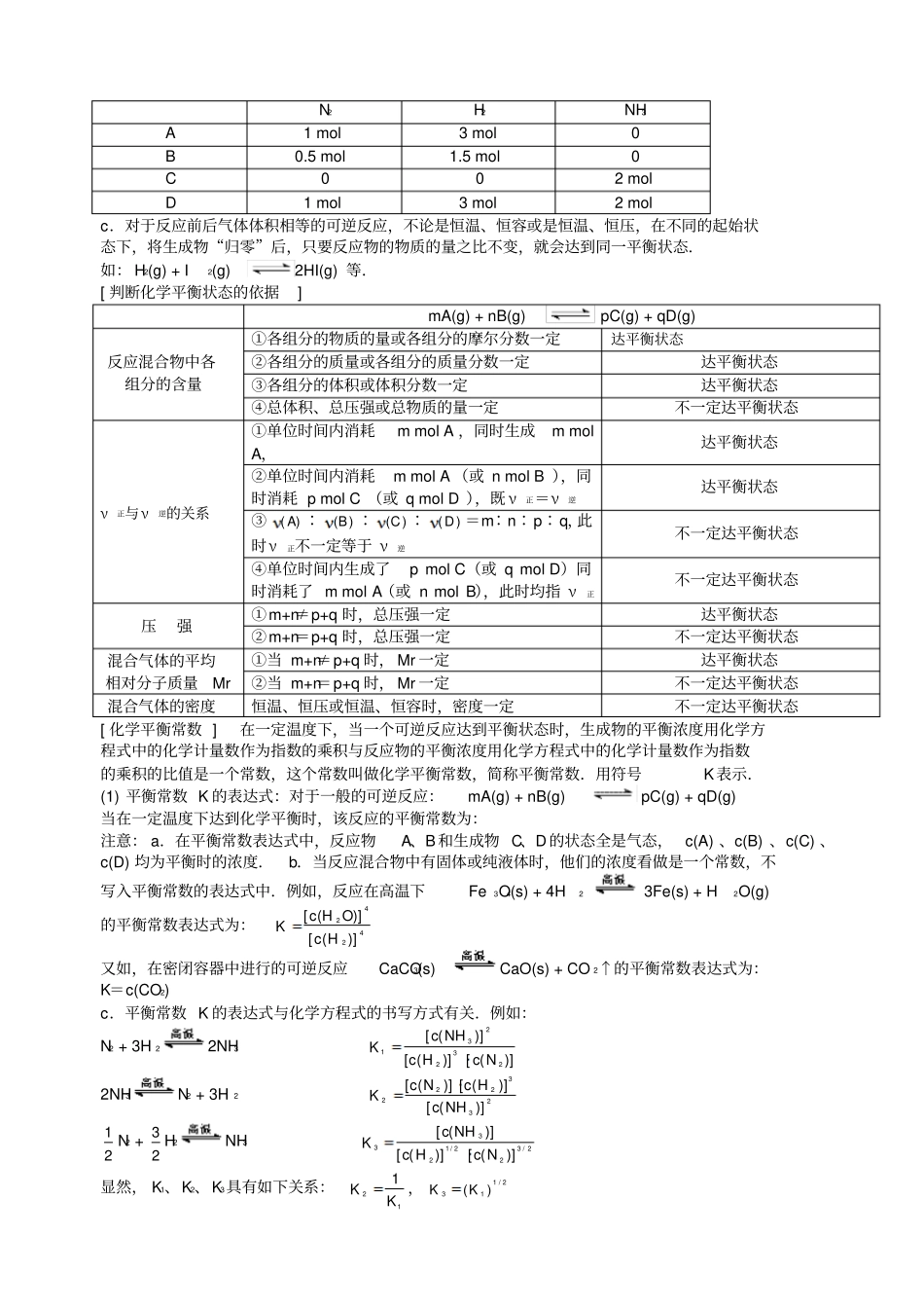 高中化学知识点化学平衡_第3页