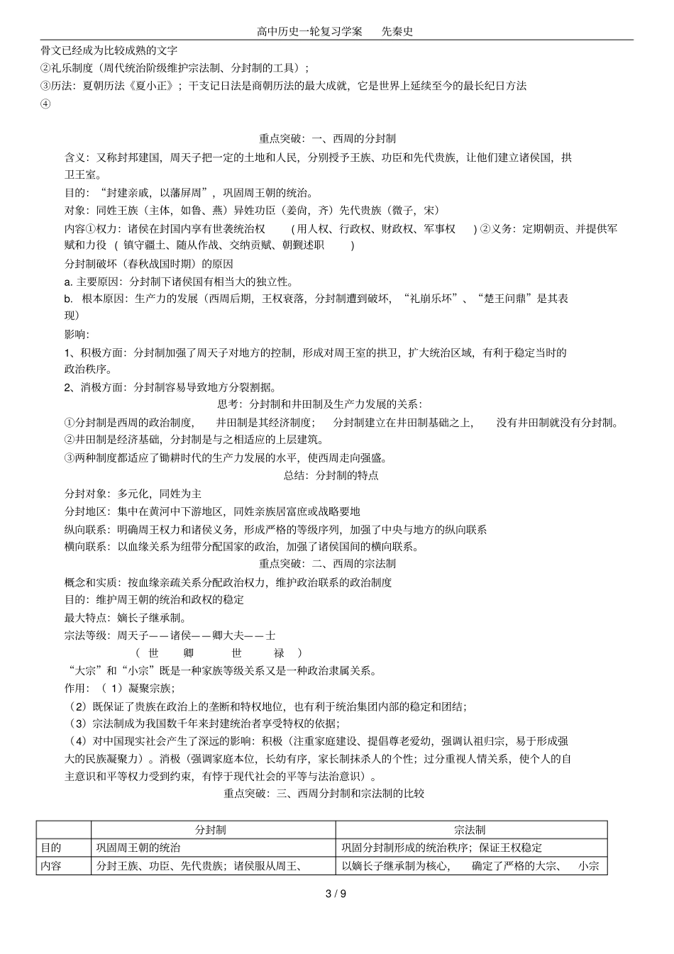 高中历史一轮复习学案先秦史_第3页