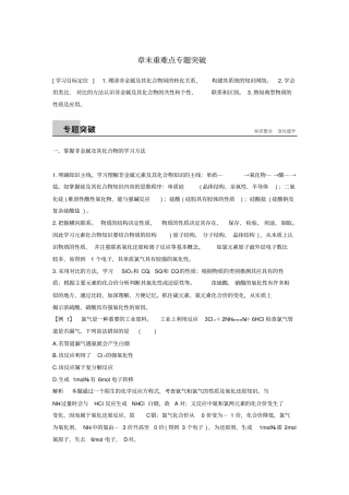 高中化学非金属及其化合物章末重难点专题突破新人教版